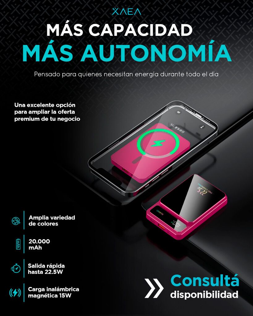 POWER BANK NUVIA G2 KJ-CX10 WIRELESS 20000 MAH MODX-00CD - XAEA - MORADO - Imagen 3