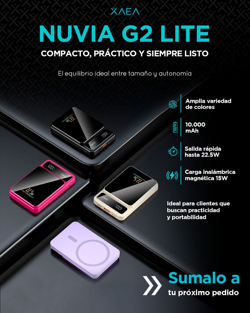 POWER BANK NUVIA G2 LITE KJ-CX10 WIRELESS 10000 MAH MODX-00CC - XAEA - NEGRO - Imagen 3